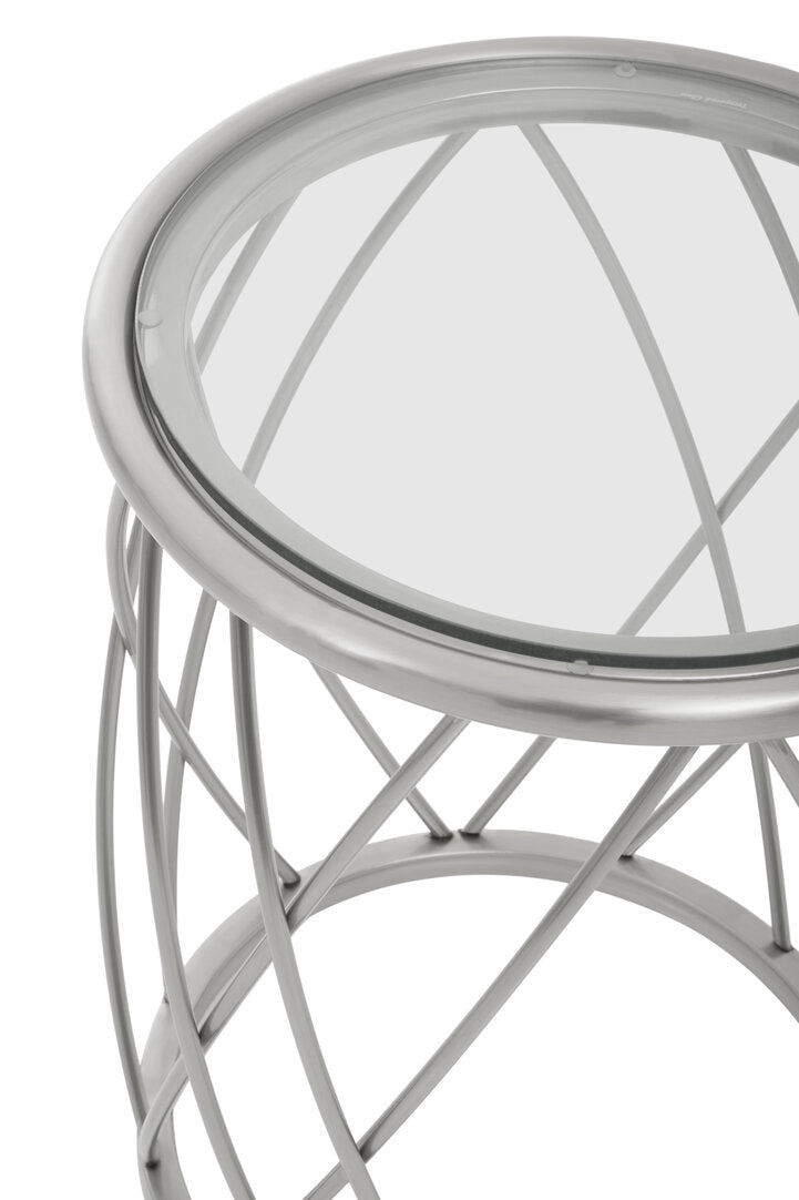 Monaco Silver Round Side Table with Clear Glass