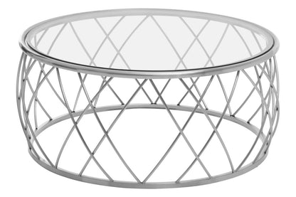 Monaco Silver Round Coffee Table with Clear Glass