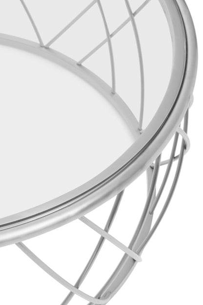 Monaco Silver Round Coffee Table with Clear Glass