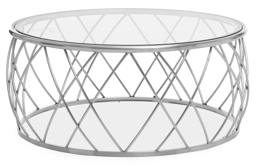 Monaco Silver Round Coffee Table with Clear Glass