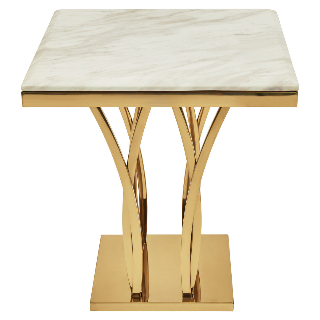 Cannes White Marble And Gold Side Table