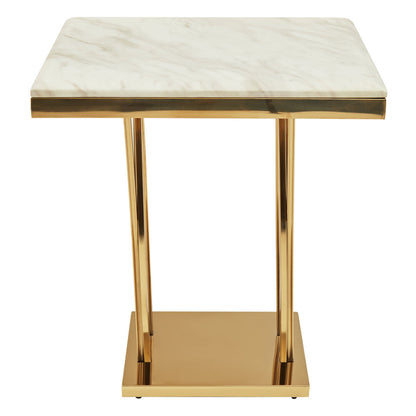 Cannes White Marble And Gold Side Table