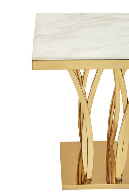 Cannes White Marble And Gold Side Table