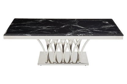 Cannes Black Marble And Silver Coffee Table