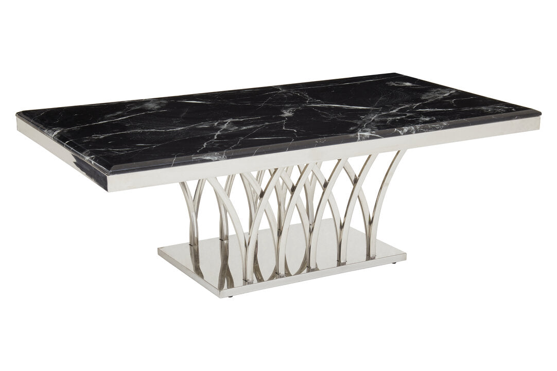 Cannes Black Marble And Silver Coffee Table