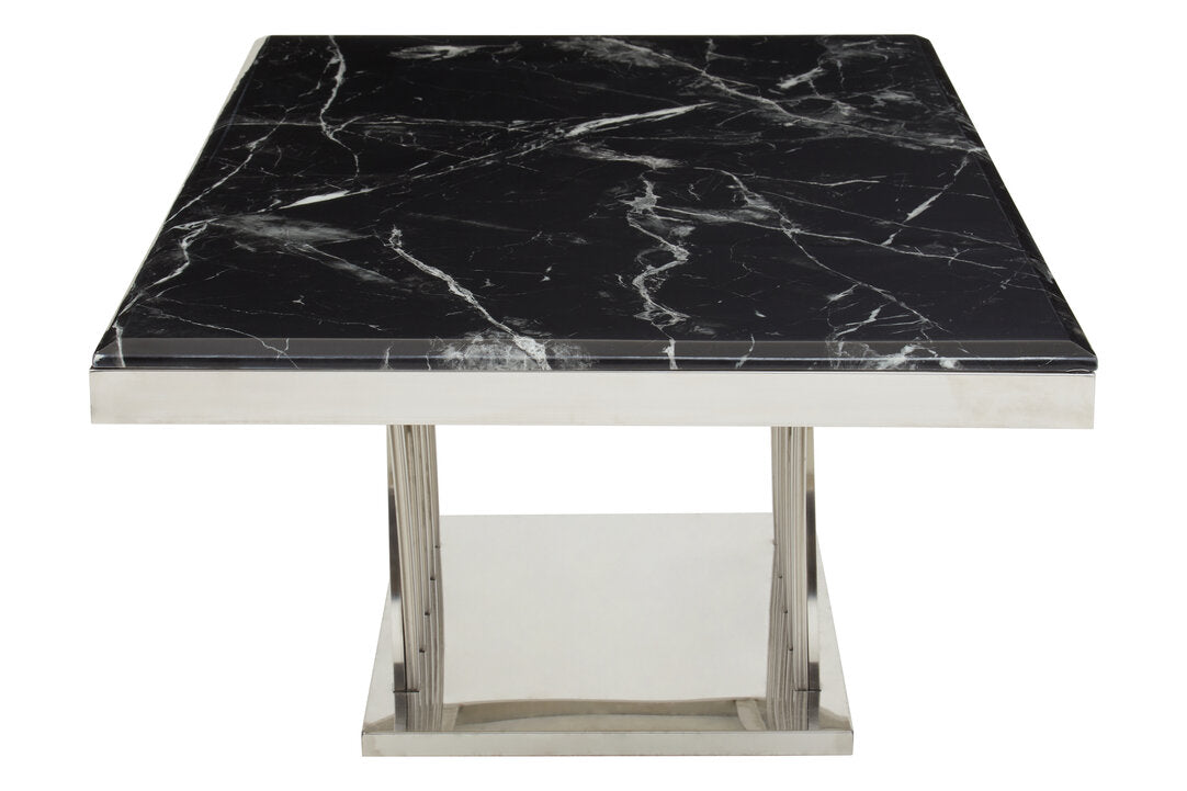 Cannes Black Marble And Silver Coffee Table