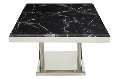 Cannes Black Marble And Silver Coffee Table