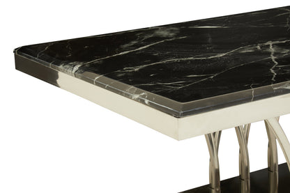 Cannes Black Marble And Silver Coffee Table