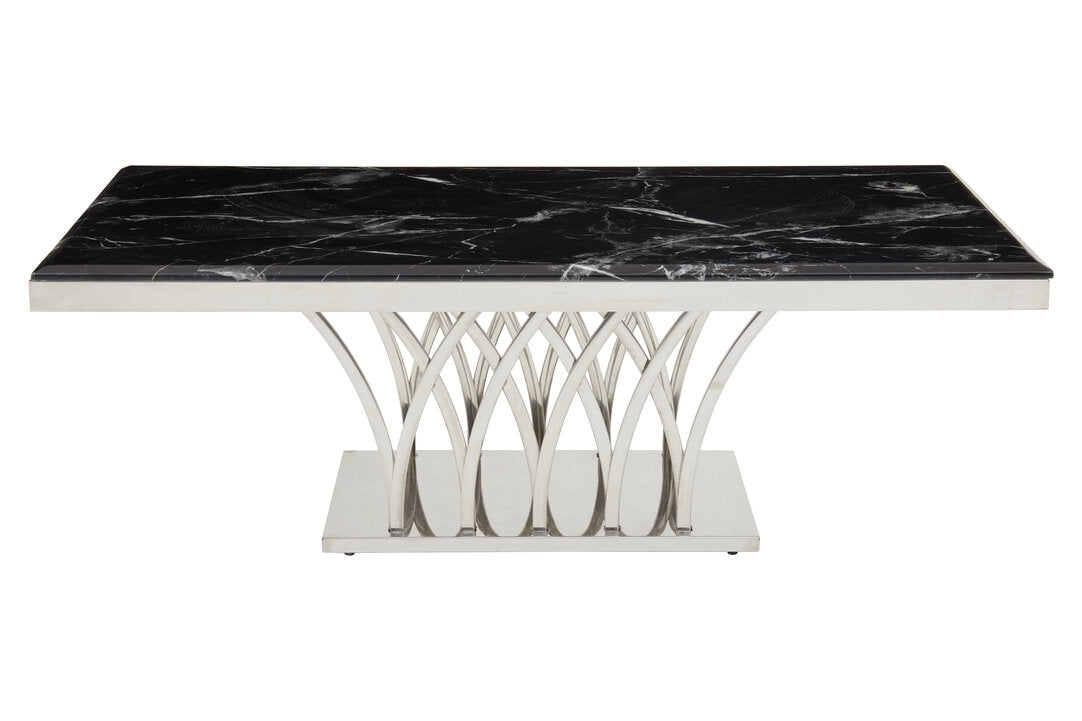 Cannes Black Marble And Silver Coffee Table
