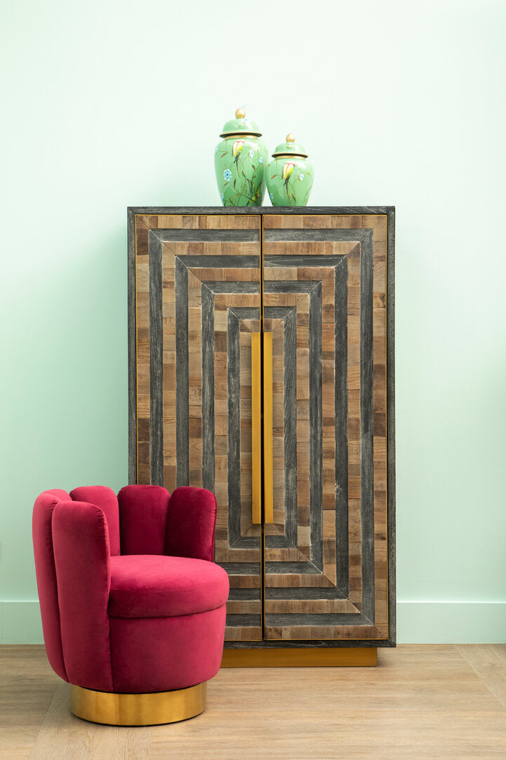 Como Wine Velvet Accent Chair