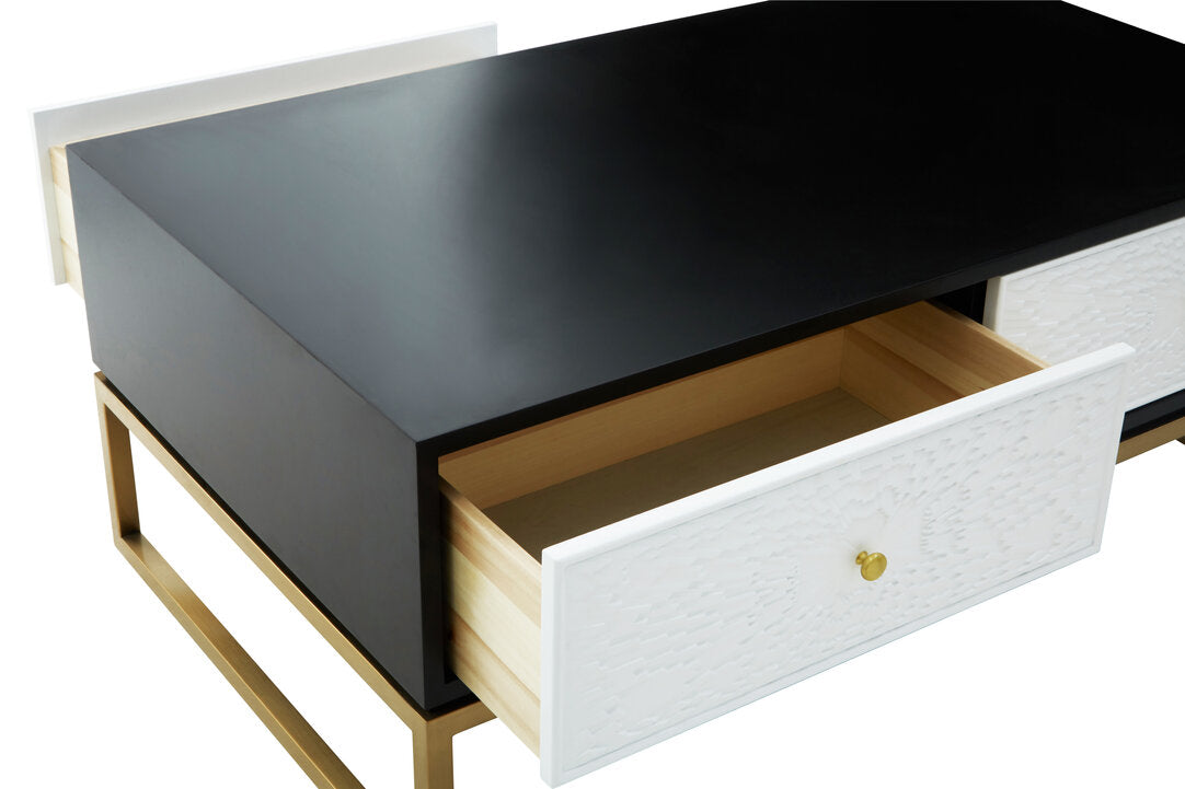 Cambridge Black and White Four Drawer Coffee Table