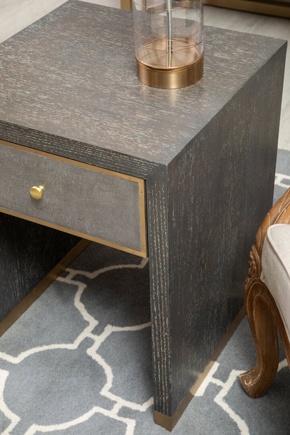 Oxford One Drawer Grey Shagreen Effect Side Table