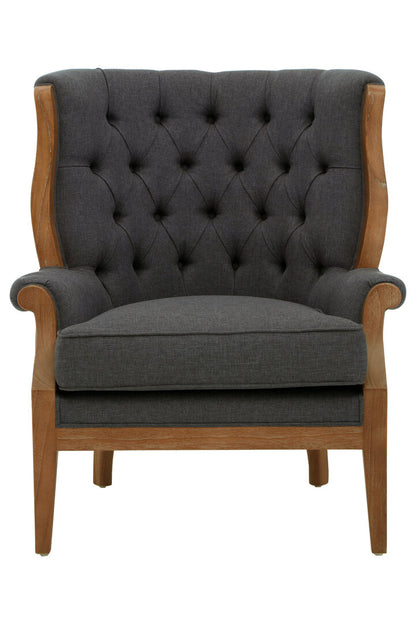 Savannah Graphite Grey Chair with Tufted Back