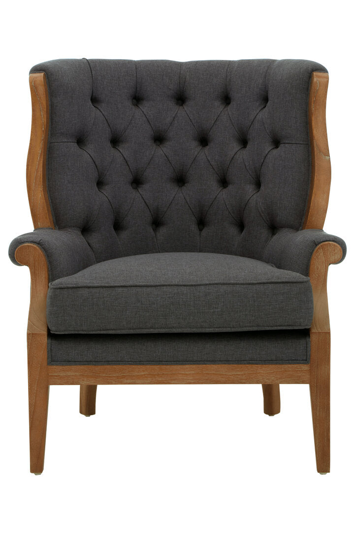Savannah Graphite Grey Chair with Tufted Back