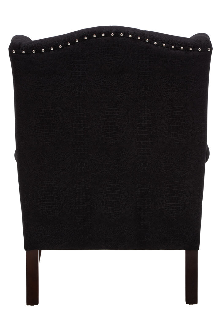 Brooklyn Black Textured Chair with Tufted Back