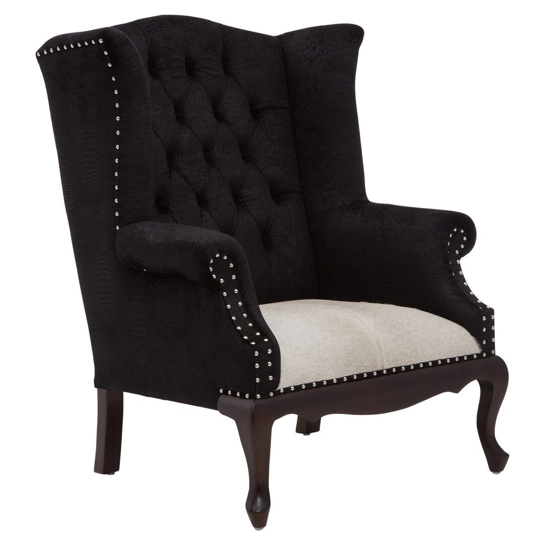 Brooklyn Black Textured Chair with Tufted Back