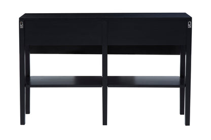 Hudson Black Console Table with Rattan Drawers