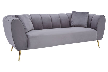 Balmoral Three Seater Grey Velvet Sofa