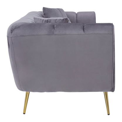 Balmoral Three Seater Grey Velvet Sofa