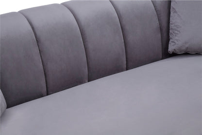 Balmoral Three Seater Grey Velvet Sofa