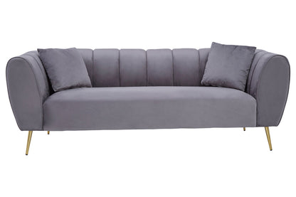 Balmoral Three Seater Grey Velvet Sofa