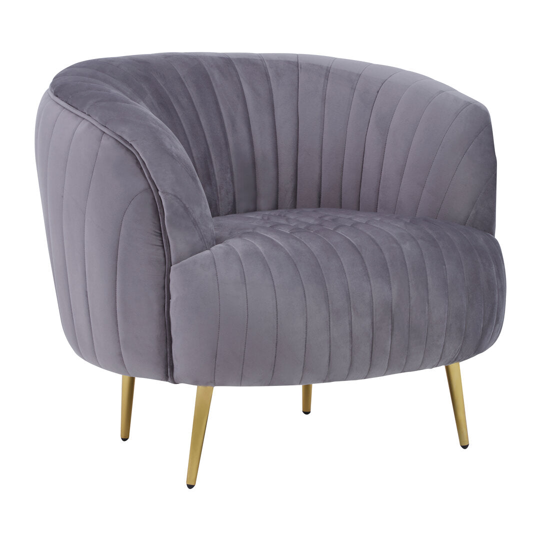 Stirling Grey Velvet Chair With Gold Legs