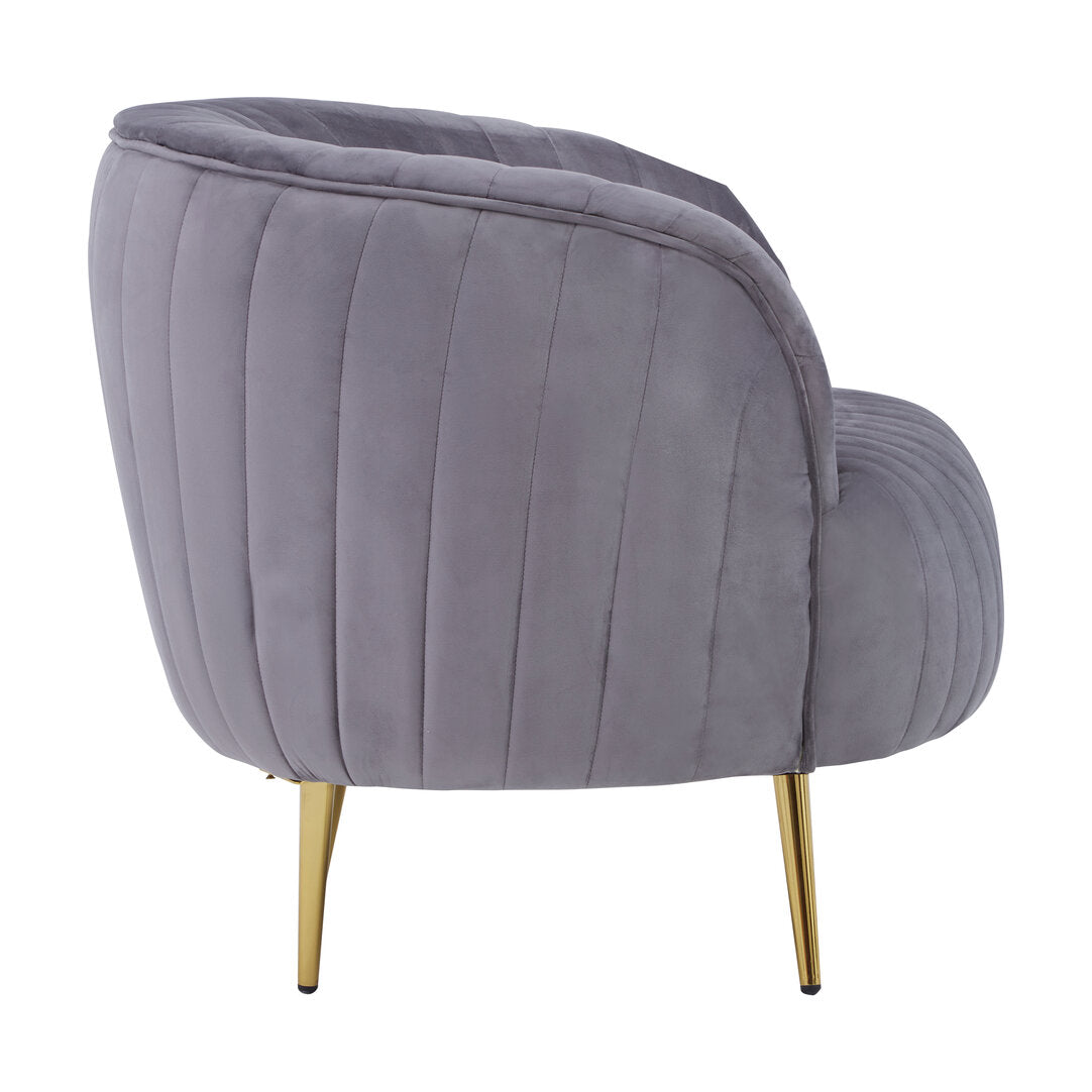 Stirling Grey Velvet Chair With Gold Legs