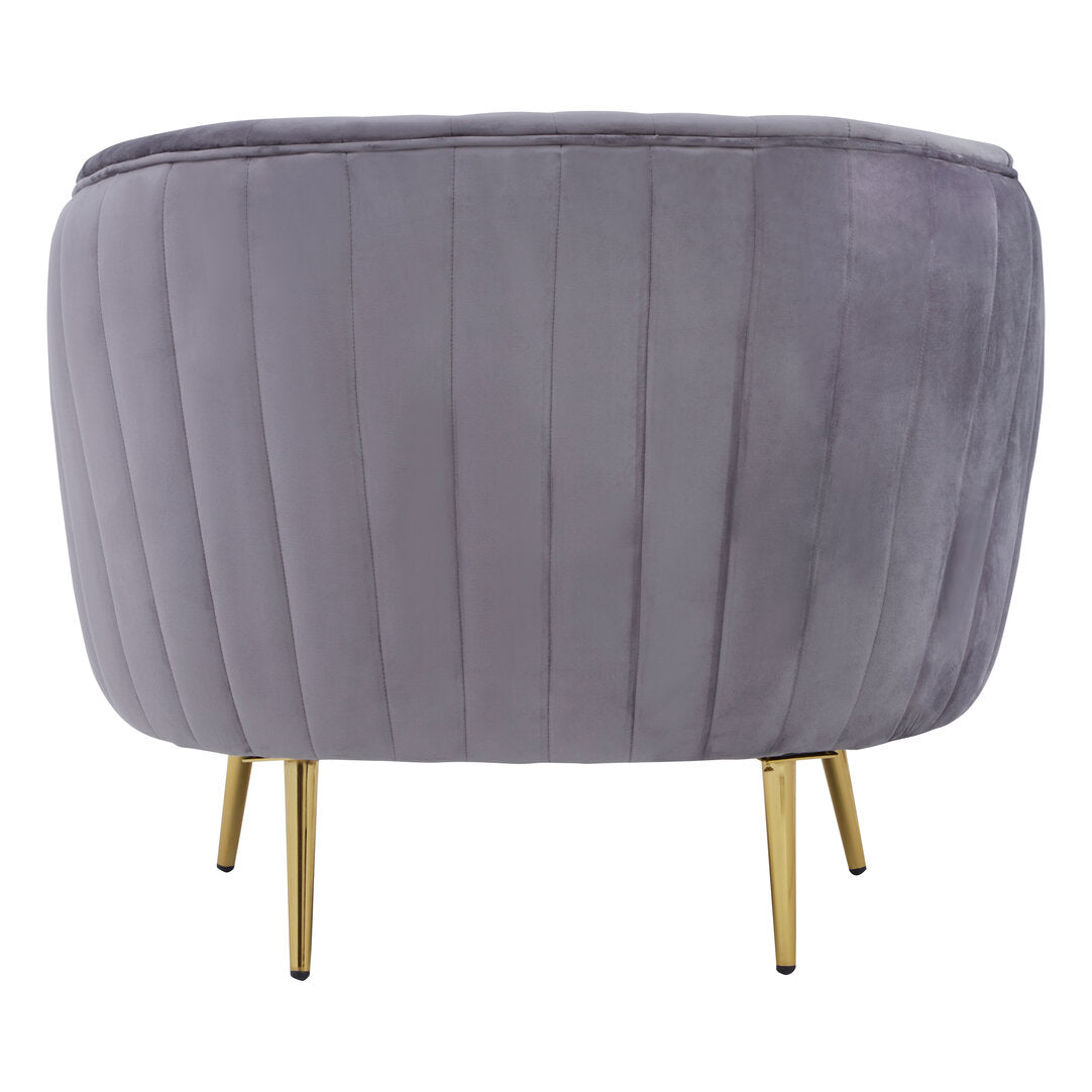 Stirling Grey Velvet Chair With Gold Legs