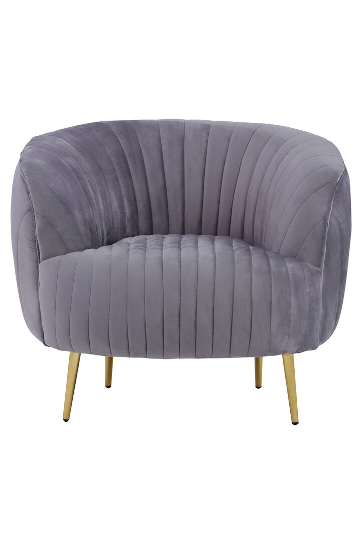 Stirling Grey Velvet Chair With Gold Legs