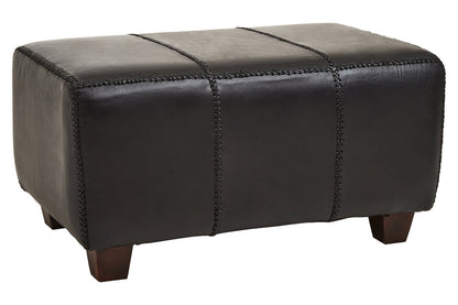 Carlton Black Leather Bench with Teak Wood Legs