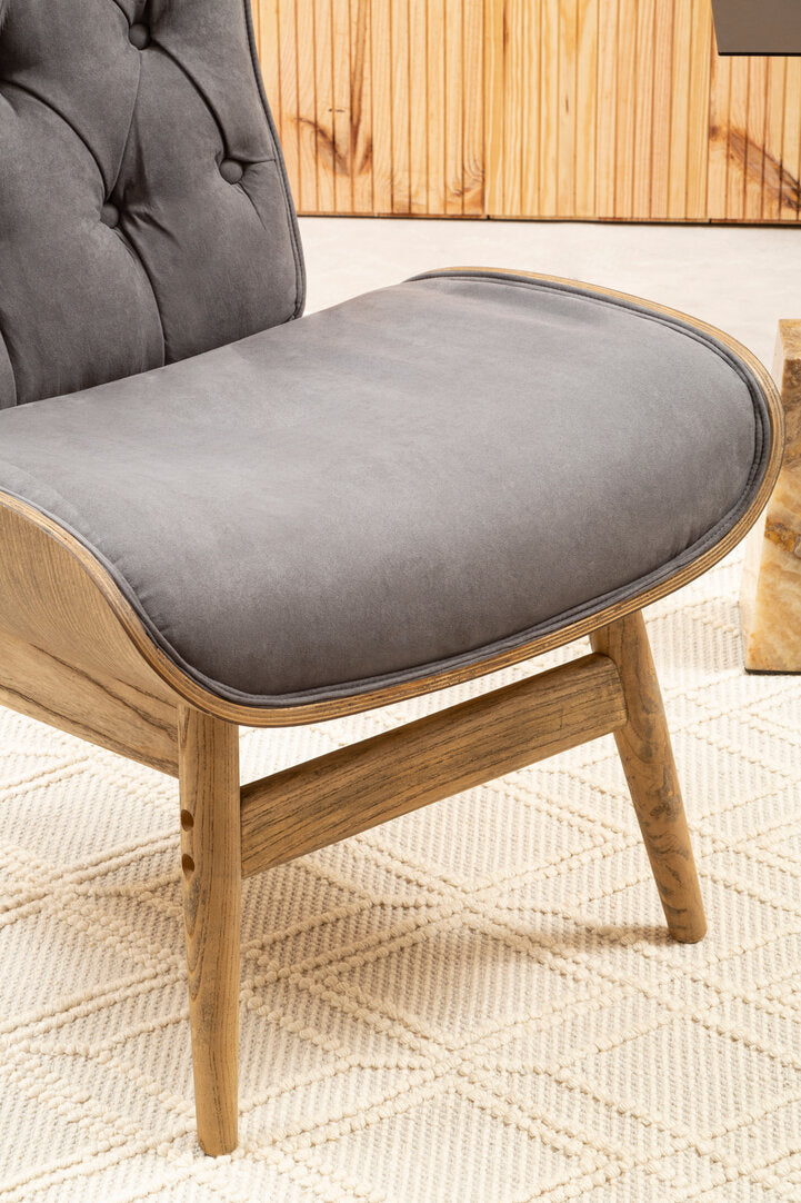 Harrogate Dark Grey Velvet Chair with Winged Back