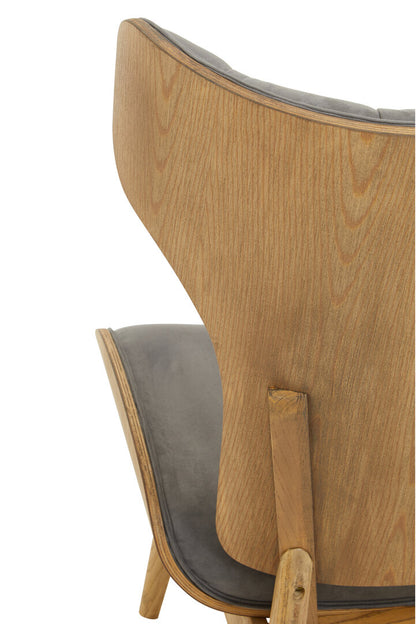 Harrogate Dark Grey Velvet Chair with Winged Back