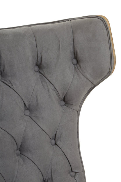 Harrogate Dark Grey Velvet Chair with Winged Back