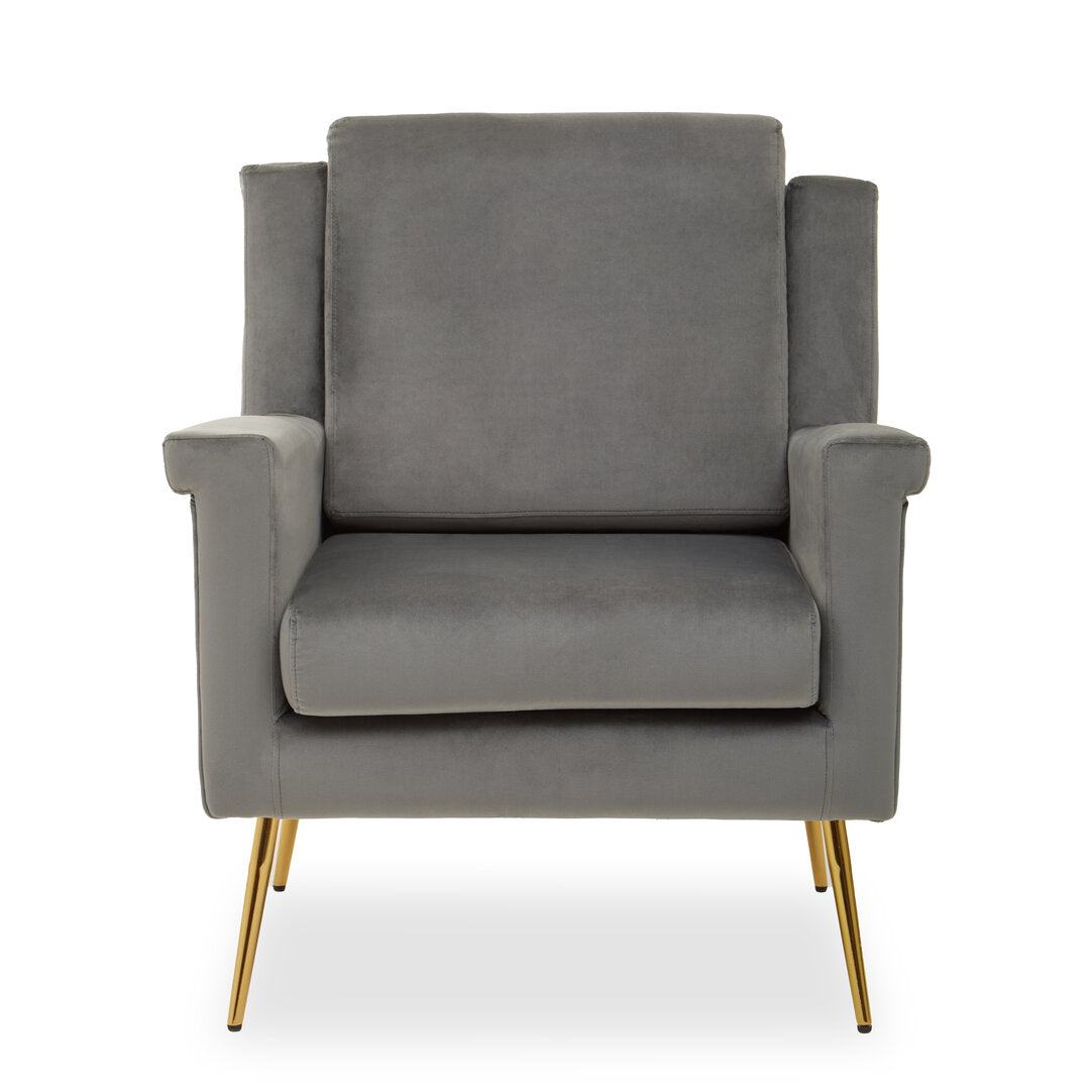 York Grey Velvet Armchair