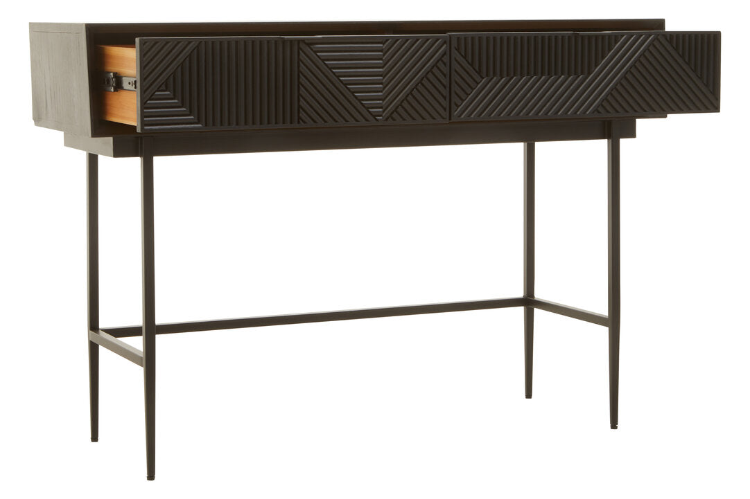 Granada Black Finish Console Table with 2 Drawers