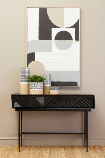 Granada Black Finish Console Table with 2 Drawers