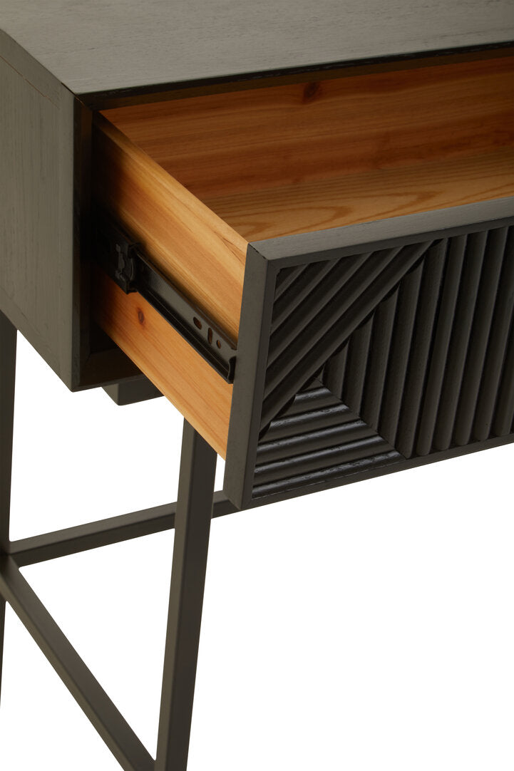 Granada Black Finish Console Table with 2 Drawers