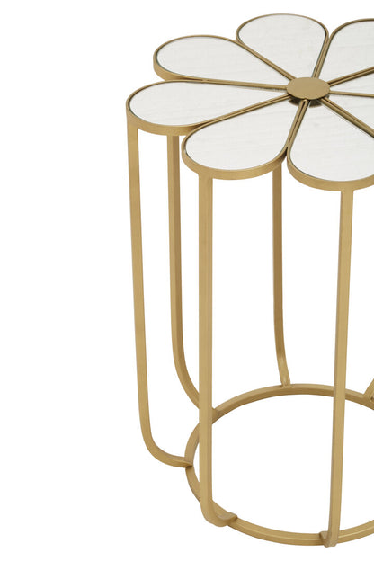 Aurora Petal Side Table With Mirrored Top