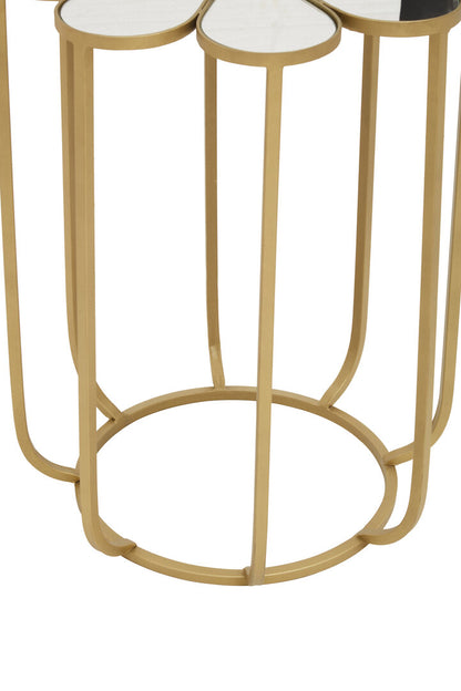Aurora Petal Side Table With Mirrored Top