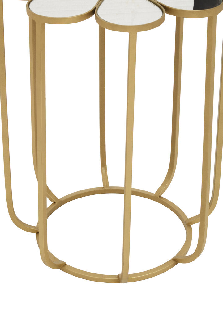 Aurora Petal Side Table With Mirrored Top