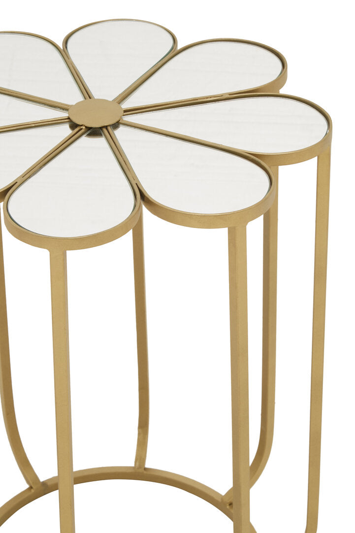 Aurora Petal Side Table With Mirrored Top