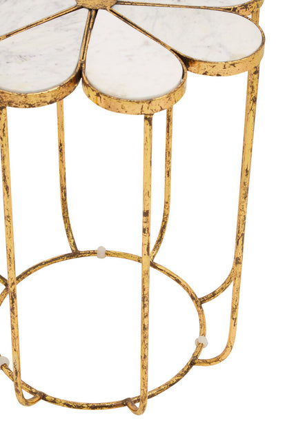 Aurora Petal Side Table With Marble Top