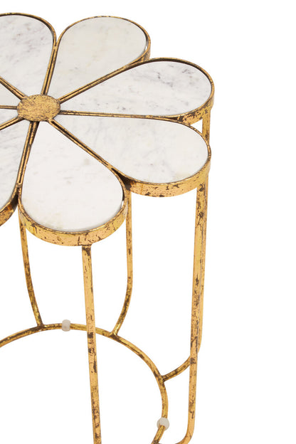 Aurora Petal Side Table With Marble Top