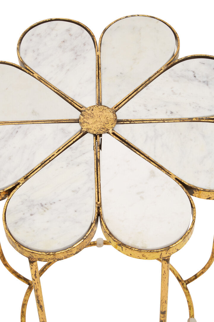 Aurora Petal Side Table With Marble Top