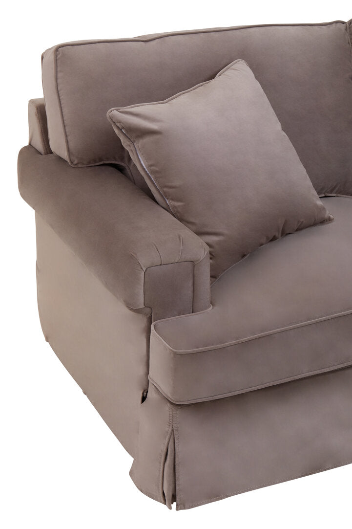 Whitby Three Seat Mink Velvet Right Chaise Sofa