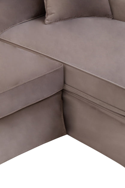 Whitby Three Seat Mink Velvet Right Chaise Sofa