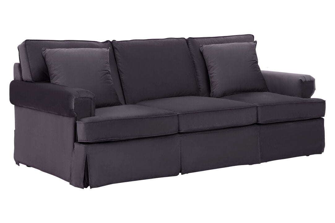 Whitby Three Seat Black Velvet Sofa