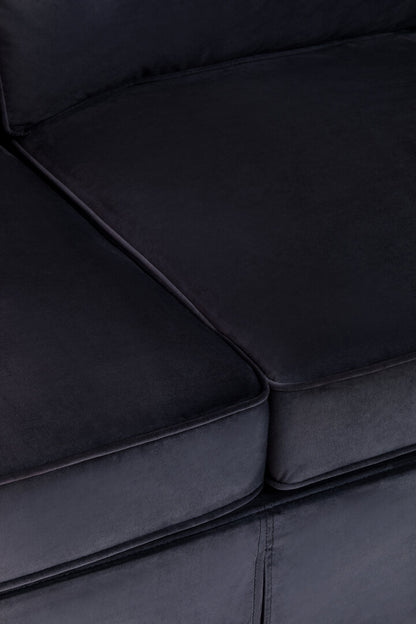 Whitby Three Seat Black Velvet Sofa