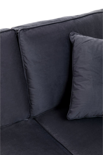 Whitby Three Seat Black Velvet Sofa