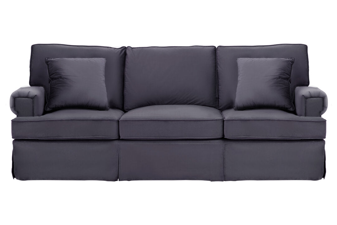 Whitby Three Seat Velvet Sofa Black 